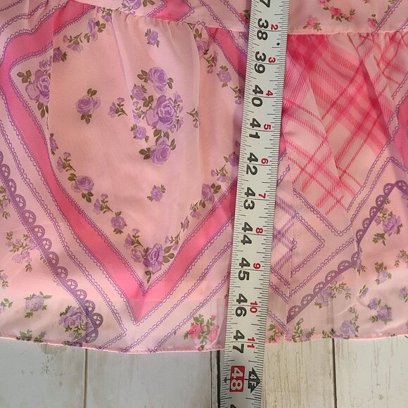 Miss Selfridge Chiffon Shirred Waist Midi Dress Pink Patchwork Cottage Feminine - Picture 7 of 9